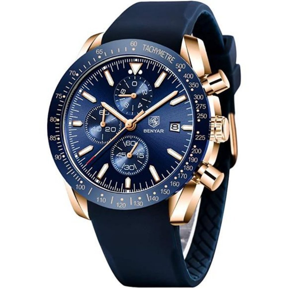Genuine Silicone Strap, Waterproof and Scratch Resistant Watch for Men